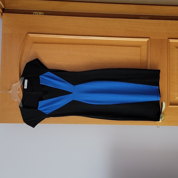 VfEmage Women Elegant Colorblock Contrast Work Business Casual Pencil Dress - Picture 3 of 4